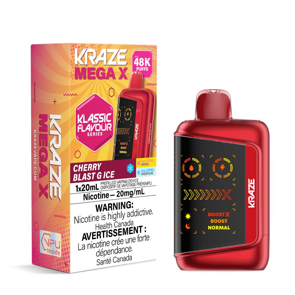 Kraze Mega X 48K Disposable Vape Cherry Blast G Ice